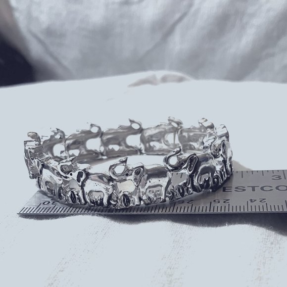 ELEPHANT STRETCH bracelet SILVER TONE  12 links in silhouette - ALABAMA No Brand - Picture 2 of 5